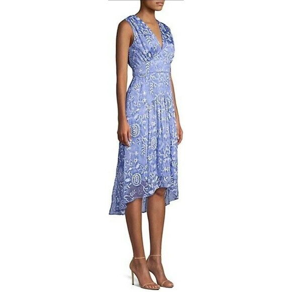 Elie Tahari Celeste Periwinkle Blue Embroidered Tulip Hem S 4 - Picture 9 of 9